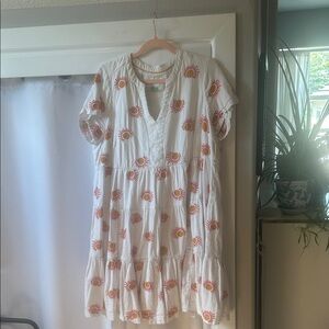 Maeve 1X White Dress with Embroidered Suns